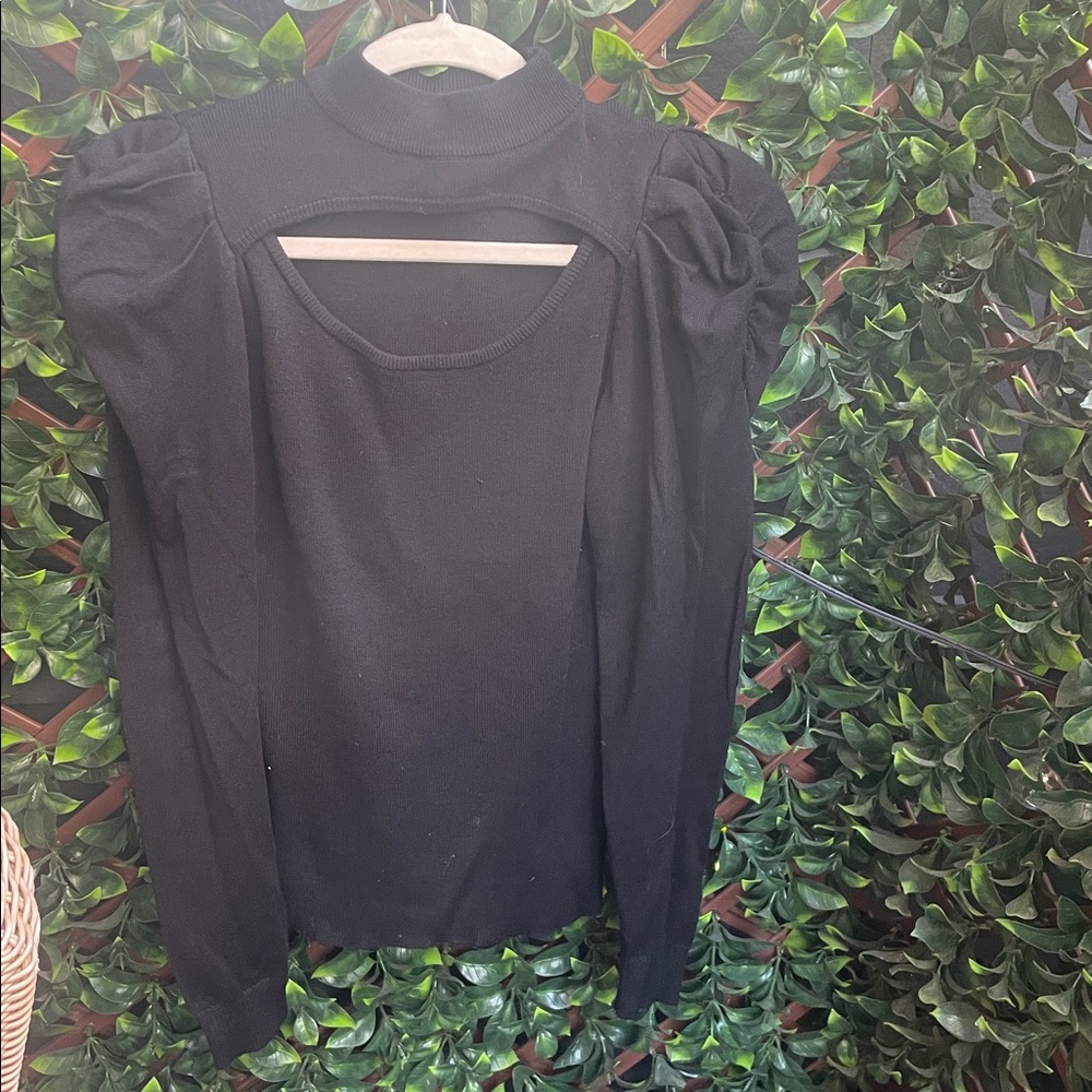 Black Long Sleeve Top with Cutout Detail